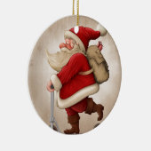 サンタクロースおよび押しのスクーター セラミックオーナメント (右)