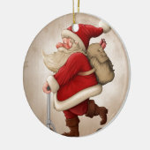 サンタクロースおよび押しのスクーター セラミックオーナメント (左)