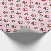 サンタクロースおよび雪だるまの包装紙(ピンク) ラッピングペーパー (角)