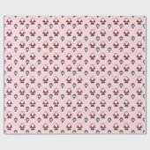 サンタクロースおよび雪だるまの包装紙(ピンク) ラッピングペーパー (フラット)