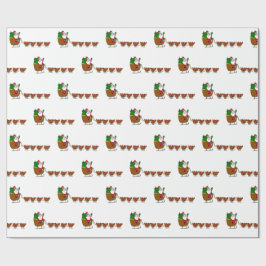 サンタクロースおよび鶏の包装紙 ラッピングペーパー