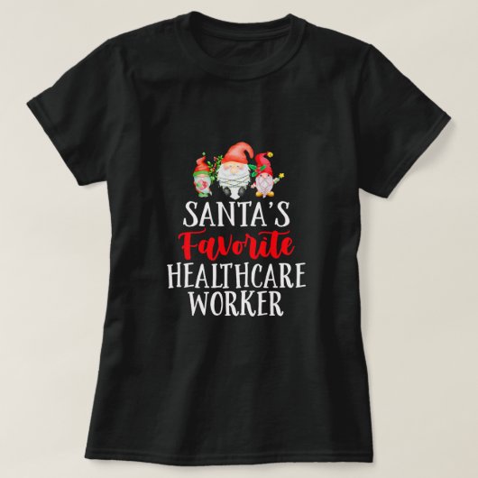 サンタクロースお気に入りの医療従事者 クリスマスノーム Tシャツ (デザイン正面)