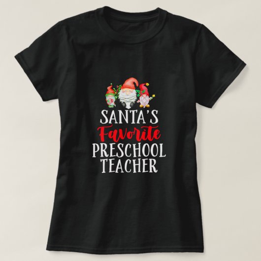 サンタクロースお気に入りの幼稚園の先生 クリスマスノーム Tシャツ (デザイン正面)