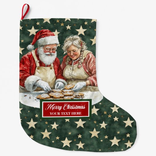 サンタクロースお洒落クリスマスストッキングファミリー ラージクリスマスストッキング (正面)