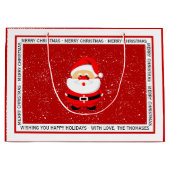 サンタクロースお洒落クリスマスレッドかわいい ラージペーパーバッグ (正面)