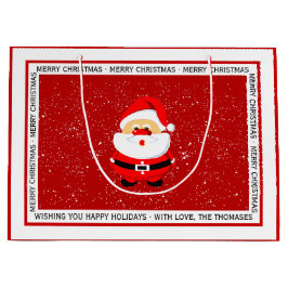 サンタクロースお洒落クリスマスレッドかわいい ラージペーパーバッグ