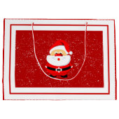 サンタクロースお洒落クリスマスレッドかわいい ラージペーパーバッグ (裏面)