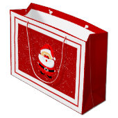 サンタクロースお洒落クリスマスレッドかわいい ラージペーパーバッグ (裏面アングル)