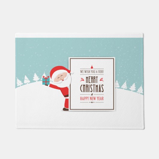 サンタクロースお目出しのクリスマスドアマットをお願い ドアマット (正面)