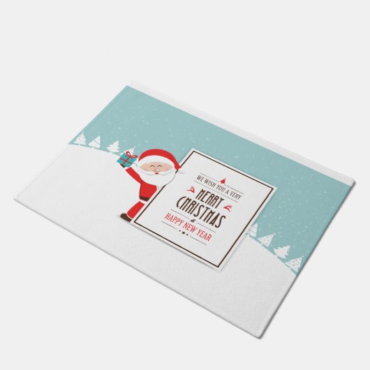 サンタクロースお目出しのクリスマスドアマットをお願い ドアマット (アングル)