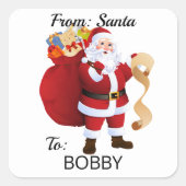 サンタクロースからお子様の名前のギフト スクエアシール (正面)