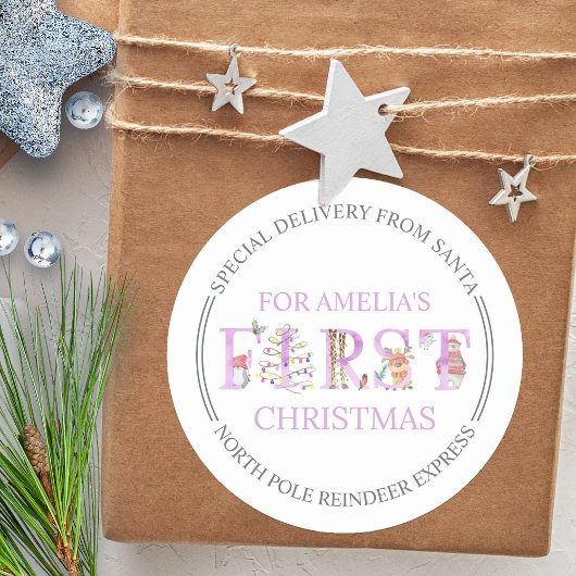 サンタクロースからのお届け初めてのクリスマス ラウンドシール