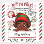 サンタクロースからのかわいいクリスマス小妖精や小人の特別配達 スクエアシール (正面)