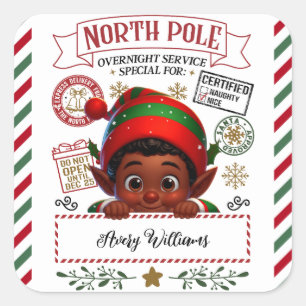 サンタクロースからのかわいいクリスマス小妖精や小人の特別配達 スクエアシール