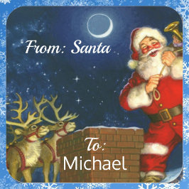 サンタクロースからのギフト包装 カスタム 子供の名前 スクエアシール