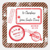 サンタクロースからのクリスマスノースポールメール配信 スクエアシール (正面)