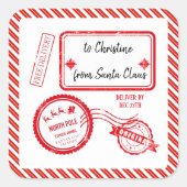 サンタクロースからのクリスマスノースポールメール配信 スクエアシール (正面)