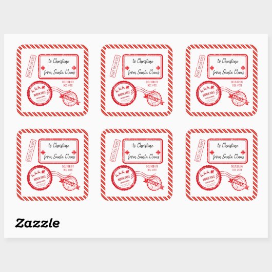 サンタクロースからのクリスマスノースポールメール配信 スクエアシール (シート)