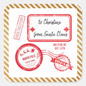 サンタクロースからのクリスマスプレゼント 北極郵便で届く スクエアシール (正面)