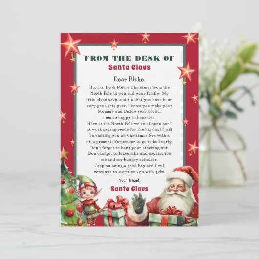 サンタクロースからのクリスマスレターと小妖精や小人 招待状 (スタンド正面)