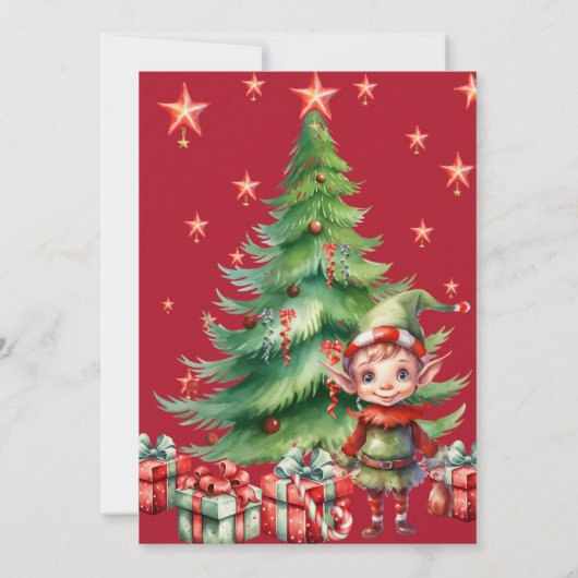 サンタクロースからのクリスマスレターと小妖精や小人 招待状 (裏面)