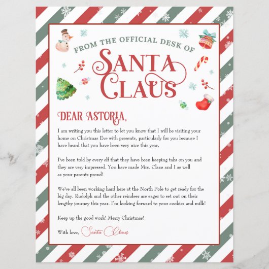 サンタクロースからのクリスマスレターパーソナライズされた (正面)