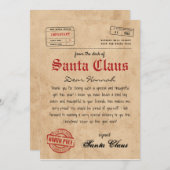 サンタクロースからのパーソナライズされた手紙 招待状 (正面/裏面)