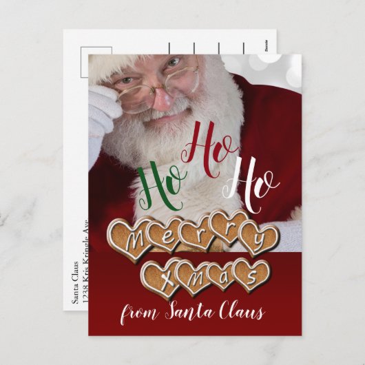 サンタクロースからのメリークリスマス-個人化して下さい シーズンポストカード (正面/裏面)