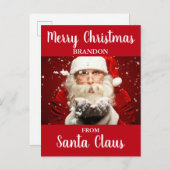 サンタクロースからのメリークリスマスADD NAME シーズンポストカード (正面/裏面)