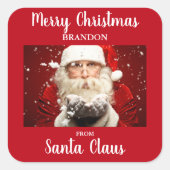 サンタクロースからのメリークリスマスADD NAME スクエアシール (正面)