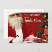 サンタクロースからのメリークリスマスADD NAME Red シーズンポストカード (正面/裏面)