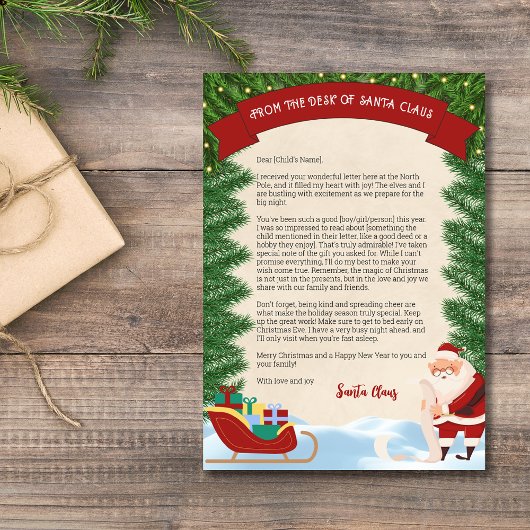 サンタクロースからの伝統的なパーソナライズされた手紙 招待状