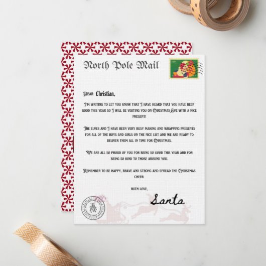 サンタクロースからの北極メールカスタム手紙 ノートカード (正面/裏面インサイチュ)