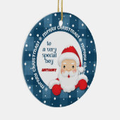 サンタクロースからの名前をカスタムする セラミックオーナメント (右)