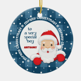 サンタクロースからの名前をカスタムする セラミックオーナメント