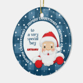 サンタクロースからの名前をカスタムする セラミックオーナメント (左)