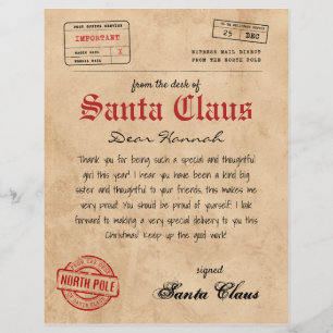 サンタクロースからの手紙Santaヴィンテージ印刷可能