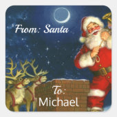サンタクロースからの特別なギフト包装ステッカー お子様の名前 スクエアシール (正面)