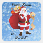 サンタクロースからの特別なギフト包装ステッカー お子様の名前 スクエアシール (正面)