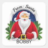 サンタクロースからの特別な子供の名前のギフト包装 スクエアシール (正面)
