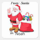 サンタクロースからの特別な子供の名前ギフト包装 スクエアシール (正面)