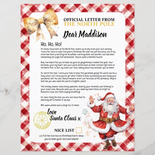 サンタクロースからの素敵なリストレター子供の名前のクリスマス (正面)