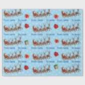 サンタクロースからクリスマスに子供の名前を追加する雪 ラッピングペーパー (フラット)