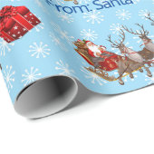 サンタクロースからクリスマスに子供の名前を追加する雪 ラッピングペーパー (ロールコーナー)