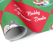 サンタクロースからクリスマスのパーソナライズ名 ラッピングペーパー (ロールコーナー)