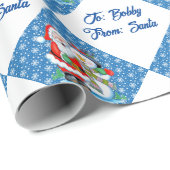 サンタクロースからパーソナライズされた名前クリスマス雪 ラッピングペーパー (ロールコーナー)