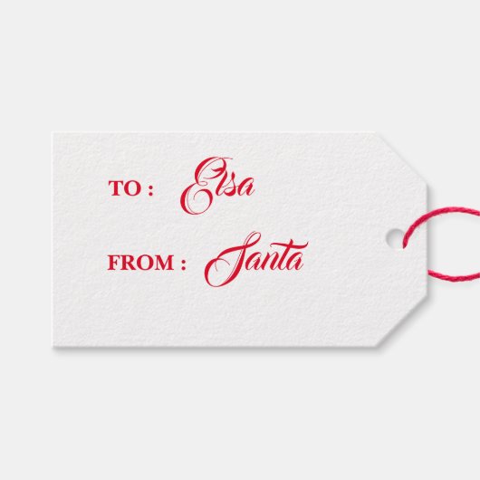 サンタクロースからミニマリストのクリスマスホリデーギフト ギフトタグ (正面(横))