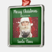 サンタクロースからメリークリスマスADD NAME Green メタルオーナメント (左)