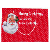 サンタクロースから何度も名前を呼び出してキッドのかわいい ラージペーパーバッグ (裏面)