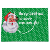 サンタクロースから何度も名前を呼び出してキッドのかわいい ラージペーパーバッグ (正面)